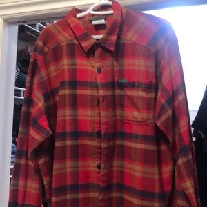 Men’s flannel long sleeve shirt, Columbia…XL red and mix colours